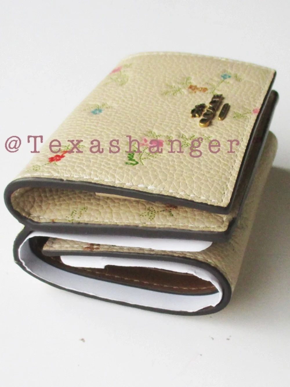 Coach NWT Floral PRT Trifold Origami Coin Wallet Ivory